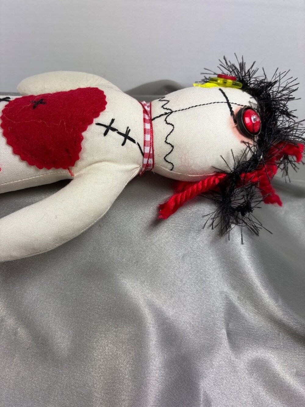 Handmade Halloween Rag Doll Pair Primitive Folk Art Creepy Cute OOAK 13" & 8" - Picture 10 of 15